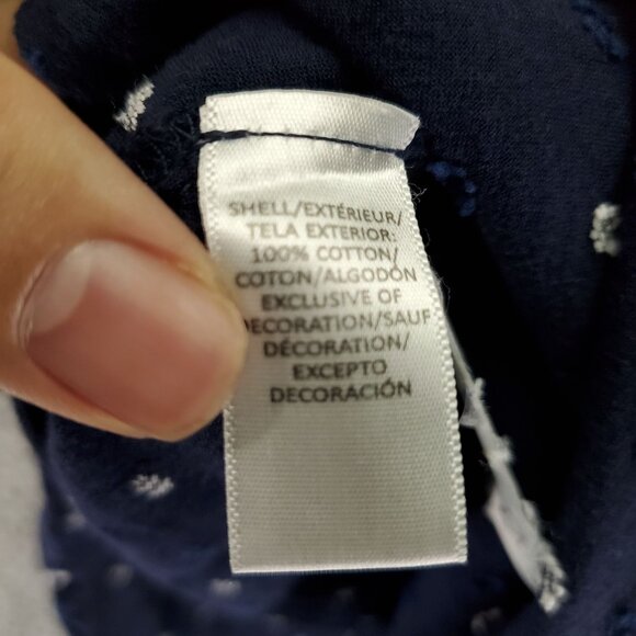 Loft Top Womens Medium Navy Blue Embroidered Floral Softened Button Blouse - Picture 3 of 10